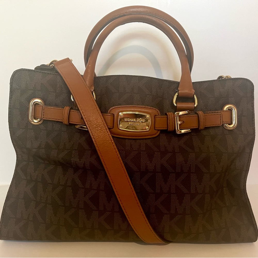 Michael Kors Brown PVC East West Hamilton Satchel Handbag